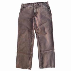 Y2K Dickies Sun Faded Cotton Canvas Carpenter Pants Brown Workwear 33” x 30”